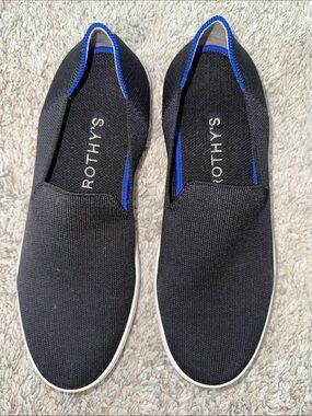 Rothy's original Slip-On sneakers with Blue Trim  slip on washable casual 10.5
